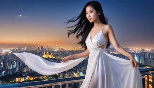 girl in a long dress,girl in white dress,landscape background,the girl in nightie,danyang eight scenic,miss vietnam,white silk,oriental princess,evening dress,asian woman,bridal clothing,white winter dress,chinese background,fantasy picture,image manipulation,girl in a long,fujian white crane,queen of the night,oriental longhair,white dress,Photography,General,Realistic