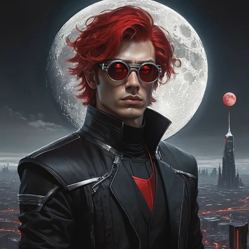 sci fiction illustration,transistor,cg artwork,star-lord peter jason quill,violinist violinist of the moon,daredevil,adam,red hood,robert harbeck,red-haired,vampire,red planet,cyberpunk,herfstanemoon,cyber glasses,emperor of space,red matrix,sci fi,jacket,phase of the moon,Conceptual Art,Fantasy,Fantasy 13