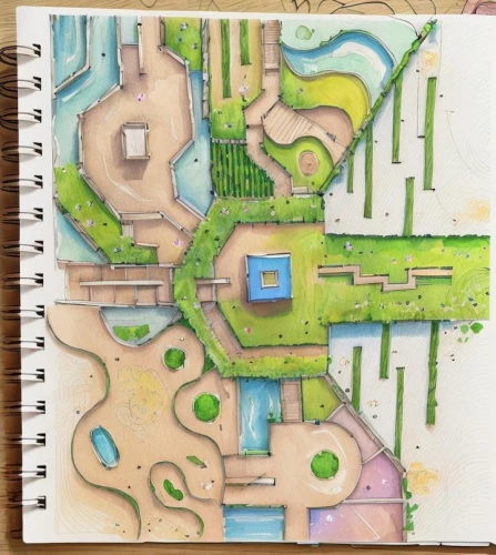 maze,gardens,color pencil,urban park,labyrinth,game drawing,artificial island,landscape plan,garden of plants,mini golf course,green garden,escher village,underground lake,garden pond,floating islands,ancient city,green space,fantasy city,the garden,dungeon,Landscape,Landscape design,Landscape Plan,Spring