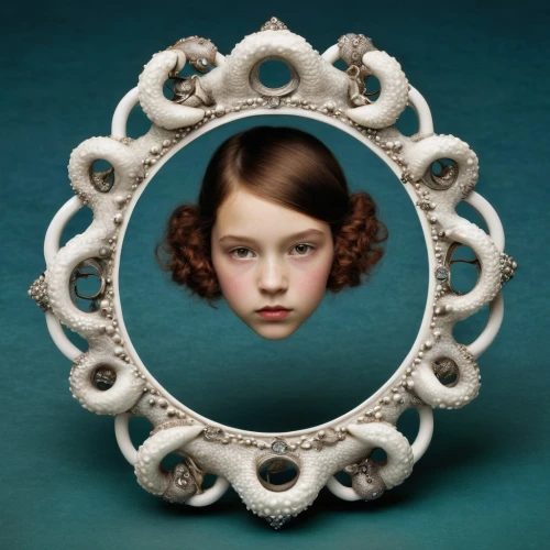 doll looking in mirror,mirror frame,mirror of souls,circle shape frame,oval frame,porcelain dolls,the mirror,child's frame,looking glass,art nouveau frame,tambourine,art deco frame,art nouveau frames,makeup mirror,magic mirror,girl with a wheel,parabolic mirror,mirrors,mystical portrait of a girl,child portrait,Photography,Documentary Photography,Documentary Photography 29