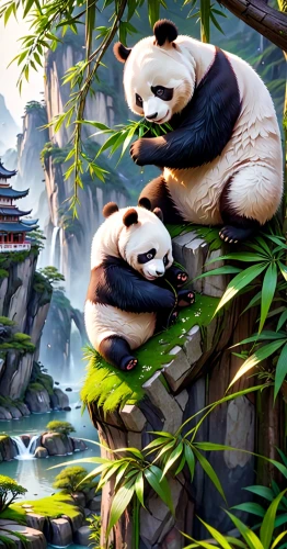 pandas,panda,chinese panda,giant panda,world digital painting,panda bear,kawaii panda,hanging panda,bamboo,little panda,full hd wallpaper,yinyang,4k wallpaper,panda cub,bamboo plants,hd wallpaper,yin and yang,bamboo forest,lun,po,Anime,Anime,General