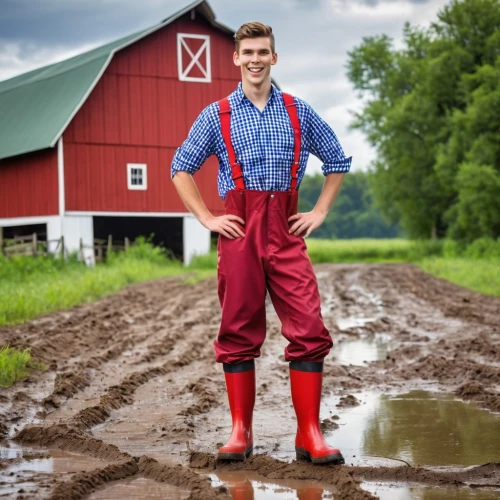 rubber boots,farmer,danish swedish farmdog,girl in overalls,agricultural engineering,farm background,overalls,red holstein,stock farming,aggriculture,agriculture,farm animal,agricultural use,farm set,farmers,farming,blue-collar worker,coveralls,livestock farming,red barn,Photography,General,Realistic