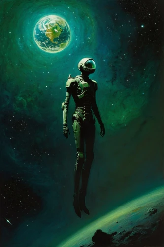 sci fiction illustration,space art,spacesuit,space walk,robot in space,spacewalk,spacewalks,spaceman,space-suit,space suit,astronaut,cosmos,andromeda,cosmonaut,emperor of space,earth rise,sci fi,orbiting,science fiction,green aurora,Art,Classical Oil Painting,Classical Oil Painting 44