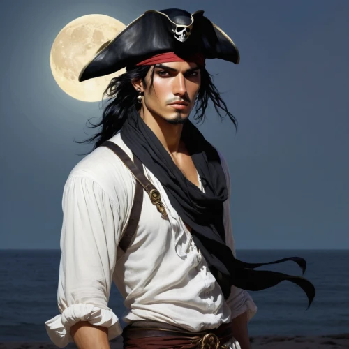 pirate,pirate treasure,pirates,pirate flag,jolly roger,galleon,east indiaman,piracy,black pearl,cosplay image,pirate ship,rum,male character,galleon ship,sea hawk,nautical star,caravel,scarlet sail,seafarer,mariner,Illustration,Realistic Fantasy,Realistic Fantasy 07