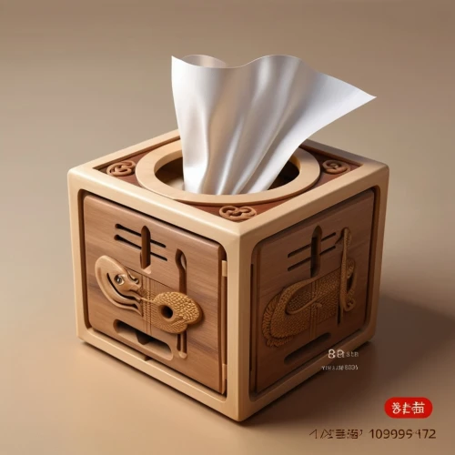 napkin holder,chinese takeout container,chinese food box,index card box,tea box,danbo cheese,savings box,card box,wooden flower pot,wooden box,wooden toy,traditional chinese medicine,facial tissue holder,paper stand,3d object,facial tissue,pencil sharpener,musical box,wooden cubes,fragrance teapot,Photography,General,Realistic