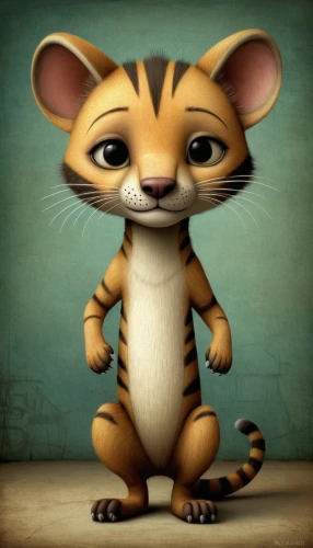 cute cartoon character,felidae,splinter,dormouse,cartoon cat,anthropomorphized animals,cute cartoon image,fossa,rodent,chausie,madagascar,squirell,weasel,animated cartoon,kangaroo rat,mouse lemur,tigger,chipmunk,cartoon character,disney character,Illustration,Abstract Fantasy,Abstract Fantasy 06