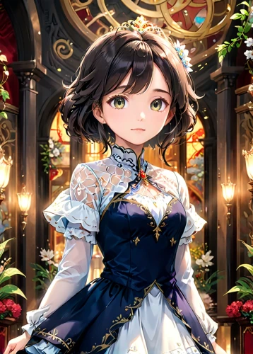 bridal,euphonium,fairy tale character,cinderella,vanessa (butterfly),portrait background,bridal clothing,silver wedding,bride,victorian style,victorian lady,violet evergarden,celtic queen,bridal dress,tiara,floral background,heart with crown,erika,flower background,sun bride,Anime,Anime,Traditional