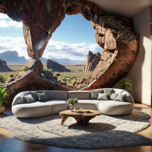 living room,3d rendering,livingroom,modern living room,modern decor,family room,semi circle arch,3d render,interior design,rock arch,cliff dwelling,beautiful home,soft furniture,contemporary decor,fireplace,fire place,chaise lounge,natural arch,great room,bonus room,Photography,General,Realistic