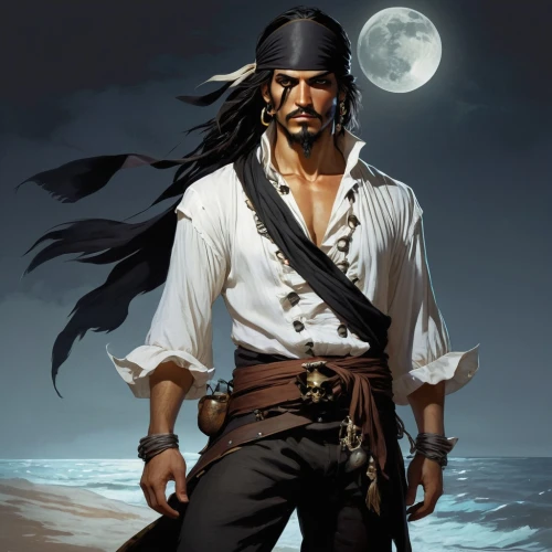 pirate,pirate treasure,jolly roger,pirates,pirate flag,east indiaman,galleon,piracy,black pearl,pirate ship,rum,sea man,caravel,mariner,male character,seafarer,sea hawk,naval officer,seafaring,monkey island,Illustration,Realistic Fantasy,Realistic Fantasy 07