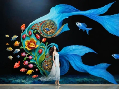 ulysses butterfly,fairy peacock,iranian nowruz,peacock,tanoura dance,blue birds and blossom,mural,blue peacock,social,wall painting,dance with canvases,indigenous painting,art painting,flamenco,murals,fantasy art,mermaid background,nowruz,arabic background,chalk drawing