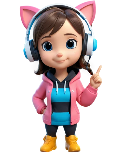 cute cartoon character,agnes,funko,headphone,pubg mascot,3d figure,wireless headset,3d model,cute cartoon image,headset,hoodie,plug-in figures,nora,hearing,vector girl,headphones,earphone,chibi girl,listening to music,mp3 player accessory,Unique,3D,3D Character