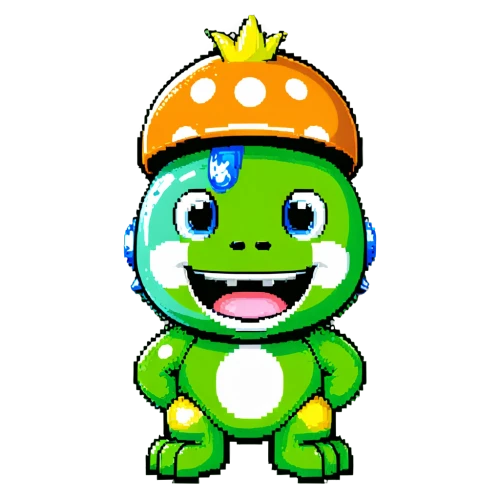 yoshi,pixaba,mascot,true toad,yo-kai,toad,rimy,kawaii frog,the mascot,matsuno,patrol,grapes icon,android icon,little crocodile,frog man,frog prince,game character,png image,pepino,wonder gecko,Unique,Pixel,Pixel 02