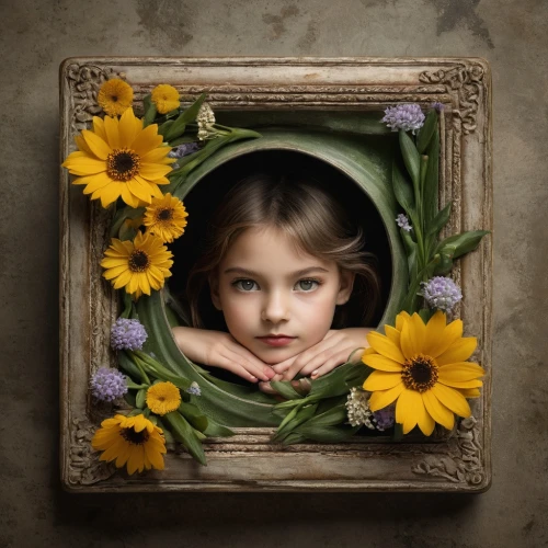 child portrait,flower frame,flowers frame,girl in flowers,girl in a wreath,flower frames,child's frame,floral frame,photographing children,beautiful girl with flowers,mystical portrait of a girl,girl picking flowers,portrait photographers,the little girl,floral silhouette frame,botanical frame,flower girl,portrait photography,sunflower lace background,floral and bird frame,Photography,Documentary Photography,Documentary Photography 13