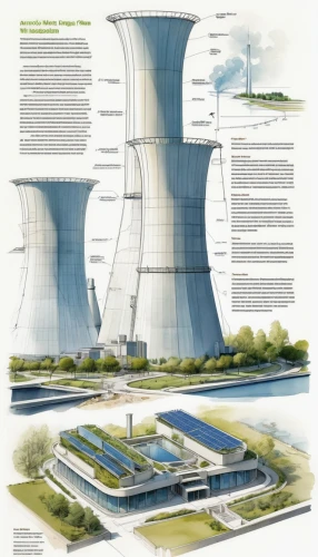 cooling towers,futuristic architecture,hydroelectricity,wastewater treatment,water power,solar cell base,water resources,cooling tower,hydropower plant,ecological sustainable development,autostadt wolfsburg,energy centers,nuclear power plant,energy transition,environmental engineering,renewable enegy,water courses,water plant,artificial islands,wastewater,Unique,Design,Infographics