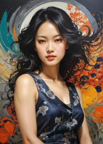 asian woman,chinese art,vietnamese woman,oriental painting,japanese woman,art painting,photo painting,japanese art,asian vision,portrait background,oriental girl,meticulous painting,painting technique,asian girl,asian culture,artist color,oil painting,art model,geisha girl,oil painting on canvas,Illustration,Japanese style,Japanese Style 18