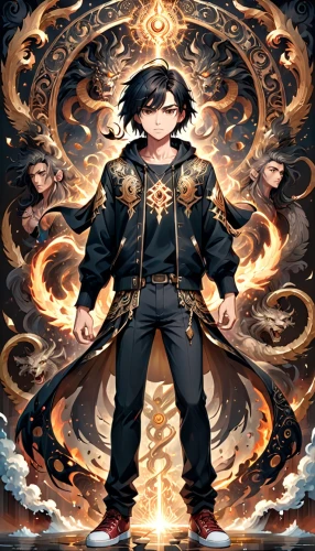 fire background,steampunk,fire master,portrait background,yukio,fire artist,clockmaker,alibaba,anime japanese clothing,ruler,fire angel,the son of lilium persicum,background images,cg artwork,yang,amano,emperor,zodiac sign leo,game illustration,fire marshal,Anime,Anime,General