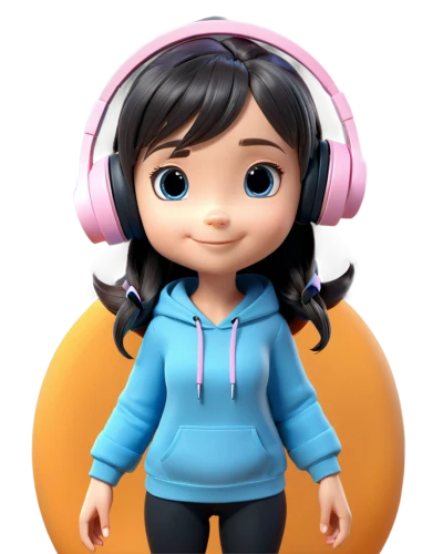 headphone,headphones,listening to music,skype icon,headset,cute cartoon image,cute cartoon character,wireless headset,earphone,audio player,girl with speech bubble,chibi girl,spotify icon,halloween vector character,3d model,casque,head phones,wireless headphones,music player,tiktok icon,Unique,3D,3D Character