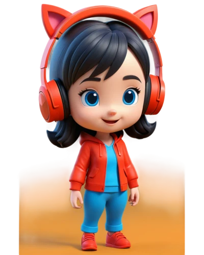 headphone,cute cartoon character,wireless headset,cute cartoon image,headphones,listening to music,agnes,3d model,earphone,hearing,headset,3d figure,wireless headphones,two-point-ladybug,audio player,mp3 player accessory,chibi girl,hi-fi,audio accessory,head phones,Unique,3D,3D Character