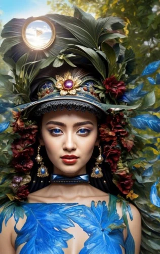 fairy peacock,shamanism,shamanic,blue enchantress,iranian nowruz,mystical portrait of a girl,the enchantress,janmastami,pachamama,mother earth,priestess,faerie,spring equinox,faery,divine healing energy,prosperity and abundance,fantasy woman,fantasy art,mantra om,warrior woman