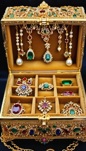 treasure chest,gold ornaments,jewelry basket,gift of jewelry,jewellery,jewelries,gold jewelry,card box,display case,jewelry store,jewelery,lyre box,precious stones,grave jewelry,a drawer,christmas jewelry,rakshabandhan,jewelry manufacturing,house jewelry,jewels,Photography,General,Realistic