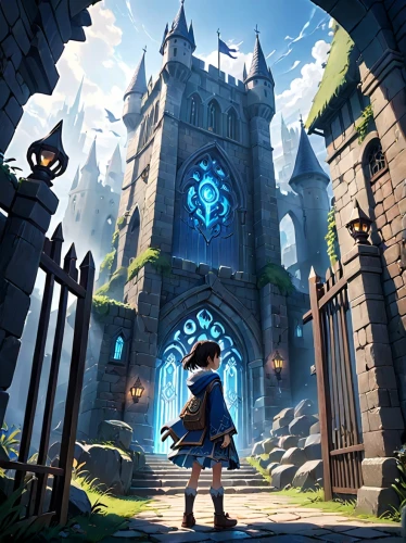 portal,hall of the fallen,game illustration,castle of the corvin,3d fantasy,castleguard,fantasy world,city gate,cg artwork,mausoleum ruins,summoner,clockmaker,cathedral,heaven gate,game art,knight's castle,magical adventure,iron gate,violet evergarden,ruins,Anime,Anime,Realistic