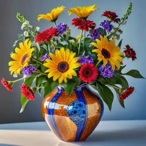 basket with flowers,sunflowers in vase,flowers in basket,wooden flower pot,flower vase,flower arrangement lying,flower arrangement,flower vases,floral arrangement,flower bowl,summer still-life,flower basket,flower pot holder,terracotta flower pot,blue daisies,glass vase,potted flowers,flowers png,cut flowers,gerbera daisies,Photography,General,Realistic
