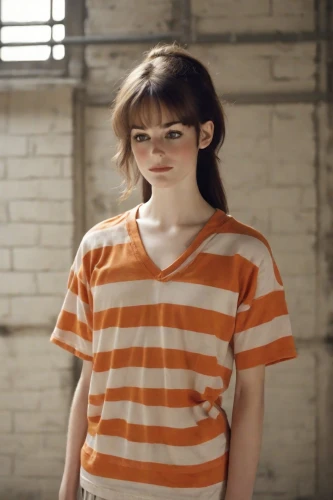 horizontal stripes,girl in t-shirt,mime artist,mime,girl with cereal bowl,gap kids,teen,striped,stripes,stripe,isolated t-shirt,girl smoke cigarette,the girl's face,polo shirt,noodle image,smoking girl,pigtail,candy cane stripe,child girl,portrait of a girl,Photography,Natural