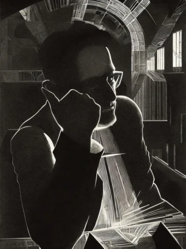 man with a computer,escher,olle gill,reading magnifying glass,matruschka,hesse,rear window,librarian,stieglitz,girl studying,ervin hervé-lóránth,readers,astronomer,girl at the computer,reading glasses,george paris,piano player,child with a book,martin fisher,james dean,Art sketch,Art sketch,Retro