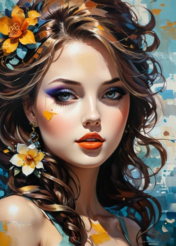 flower painting,girl in flowers,art painting,fantasy art,meticulous painting,world digital painting,boho art,flower art,beautiful girl with flowers,flower wall en,sunflowers in vase,fantasy portrait,floral background,painting technique,splendor of flowers,flower background,photo painting,daisies,golden lilac,oil painting,Conceptual Art,Daily,Daily 13