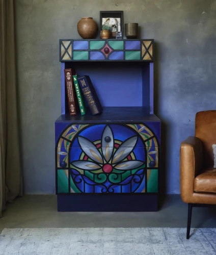 art deco frame,armoire,bookcase,tv cabinet,chest of drawers,sideboard,mosaic glass,decorative frame,metal cabinet,storage cabinet,decorative art,end table,mosaic tealight,contemporary decor,bookshelf,geometric style,fire screen,danish furniture,wooden shelf,bookshelves