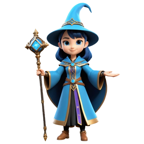scandia gnome,vax figure,wizard,mage,elf,3d figure,witch's hat icon,summoner,gnome,sorceress,3d model,witch,magus,blue enchantress,violet head elf,figurine,fairy tale character,witch ban,the wizard,game figure,Unique,3D,3D Character