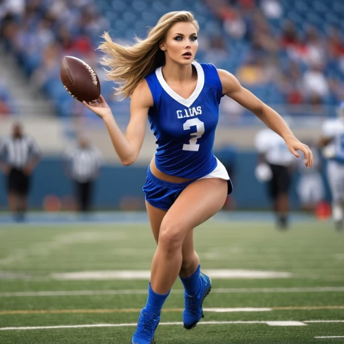 sexy athlete,cheerleader,sports girl,touch football (american),nfl,cheerleading uniform,football player,sprint football,running back,balancing on the football field,throwing a ball,sports uniform,national football league,athletic dance move,indoor american football,international rules football,athlete,sports dance,leaping,sports jersey,Photography,General,Realistic