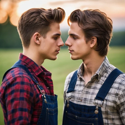 gay love,gay couple,vintage boy and girl,buffalo plaid,gay men,cowboy plaid,glbt,male youth,teens,making out,overalls,boys fashion,forbidden love,cheek kissing,young couple,overall,kissing,boyfriends,bluejeans,partnerlook,Photography,General,Commercial