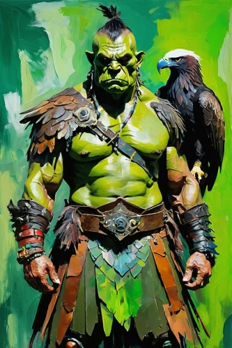 orc,avenger hulk hero,ogre,hulk,half orc,barbarian,warrior and orc,ork,lopushok,fantasy warrior,minion hulk,leonardo,warlord,brute,greyskull,aaa,angry man,patrol,valhalla,shaman,Conceptual Art,Oil color,Oil Color 20