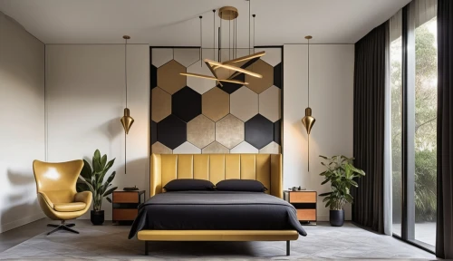 geometric style,modern decor,contemporary decor,mid century modern,interior design,room divider,gold foil corner,gold wall,interior modern design,gold stucco frame,gold foil shapes,interiors,hanging chair,interior decoration,floor lamp,modern room,chaise lounge,interior decor,sitting room,patterned wood decoration,Photography,General,Realistic