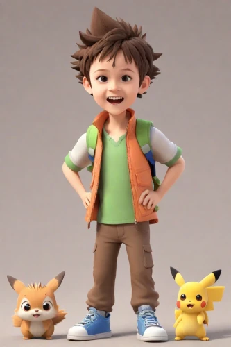 cute cartoon character,character animation,clay animation,3d figure,pokémon,3d rendered,plug-in figures,3d model,hedgehog child,plush figures,gap kids,tracer,figurines,3d render,pokemon,game figure,3d modeling,children's background,kid hero,stylish boy,Digital Art,3D