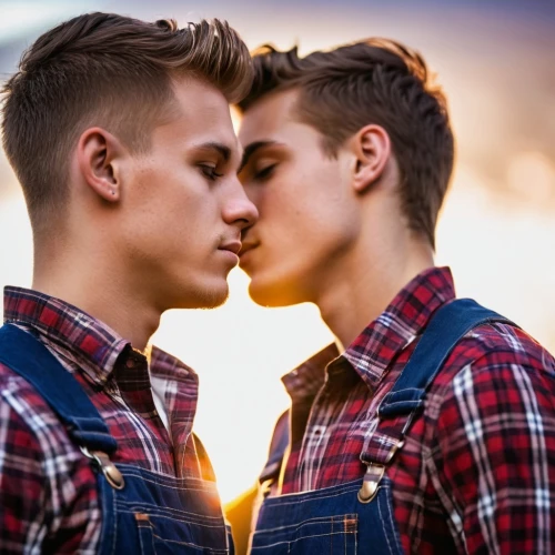 gay love,cowboy plaid,gay couple,cheek kissing,glbt,young couple,vintage boy and girl,kissing,plaid,buffalo plaid,light plaid,photo shoot for two,making out,lumberjack pattern,gay men,tartan colors,romantic portrait,loving couple sunrise,partnerlook,kiss,Photography,General,Commercial