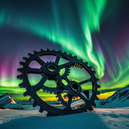 northen lights,nothern lights,norther lights,polar aurora,polar lights,stargate,borealis,the polar circle,snow ring,auroras,bicycle wheel,rim of wheel,northernlight,the northern lights,cog wheels,northen light,northern light,cogwheel,aurora polar,aurora borealis,Photography,General,Realistic