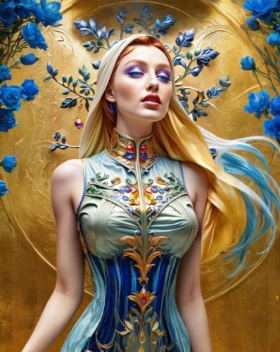 fantasy art,blue enchantress,fantasy portrait,faerie,faery,elven flower,fantasy woman,fantasy picture,fairy queen,the enchantress,elven,gatekeeper (butterfly),heroic fantasy,fairy tale character,fractals art,suit of the snow maiden,vanessa (butterfly),zodiac sign libra,blue butterflies,priestess