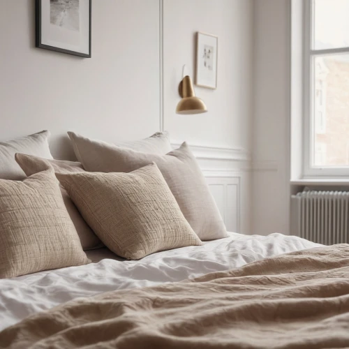 bed linen,scandinavian style,bedding,duvet cover,soft furniture,danish furniture,linen heart,hygge,linen,duvet,comforter,linens,bed,bed frame,warm and cozy,shabby-chic,guestroom,bedroom,neutral color,domestic heating,Photography,General,Cinematic