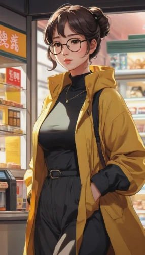 convenience store,grocery,woman shopping,grocery shopping,grocery store,deli,parka,winter clothing,shopping icon,winter clothes,groceries,jacket,summer coat,honmei choco,subway,hong,bakery,coat,supermarket,anime japanese clothing,Illustration,Japanese style,Japanese Style 21