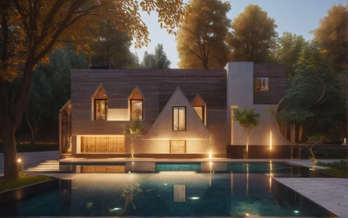 pool house,modern house,mid century house,villa,3d rendering,contemporary,private house,house by the water,beautiful home,luxury property,house in the forest,render,home landscape,summer cottage,residential house,holiday villa,bungalow,modern architecture,idyllic,mid century modern,Photography,General,Natural