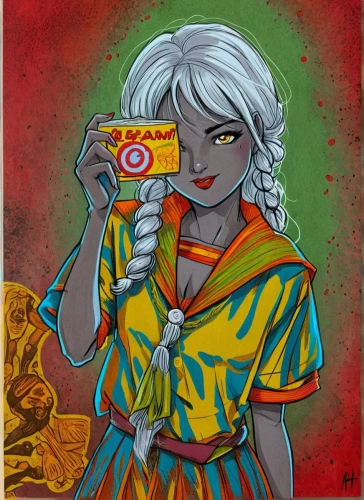 popart,a girl with a camera,pop art girl,camera illustration,girl-in-pop-art,80s,rockabella,retro girl,modern pop art,pop art style,cayenne,pop art woman,60s,la catrina,woman holding a smartphone,retro woman,the blonde photographer,adelita,candela,paloma,Illustration,American Style,American Style 13