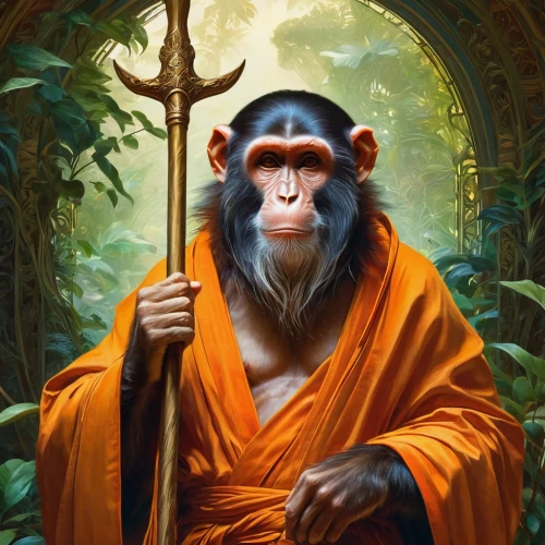 primate,indian monk,chimpanzee,macaque,orangutan,monk,monkey island,common chimpanzee,the monkey,orang utan,chimp,barbary monkey,primates,buddhist monk,monkey soldier,ape,monkeys band,great apes,monkey banana,guru,Conceptual Art,Fantasy,Fantasy 05