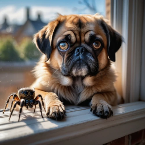 arachnophobia,jumping spider,puggle,pug,spider the golden silk,home security,spiders,animal photography,home pet,vigilant dog,companion dog,arachnid,guard dog,dog photography,pet black,pet,spider,dog-photography,baboon spider,to fear,Photography,General,Natural