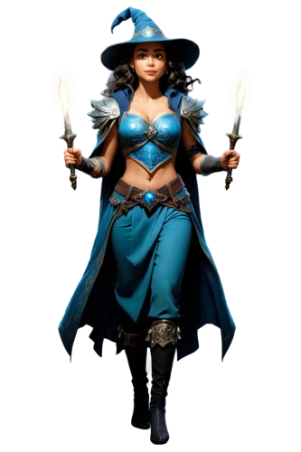 blue enchantress,sorceress,mage,witch's hat icon,dodge warlock,scandia gnome,vax figure,winterblueher,smurf figure,candlemaker,witch,fantasy woman,summoner,wizard,the witch,3d figure,quarterstaff,witch hat,witch ban,magus,Conceptual Art,Fantasy,Fantasy 14