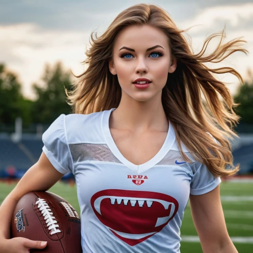 football player,sports girl,touch football (american),canadian football,girl in t-shirt,gridiron football,sports jersey,football gear,nfl,sexy athlete,national football league,football,running back,flag football,touch football,international rules football,sprint football,sports,sports uniform,football fan accessory,Photography,General,Realistic
