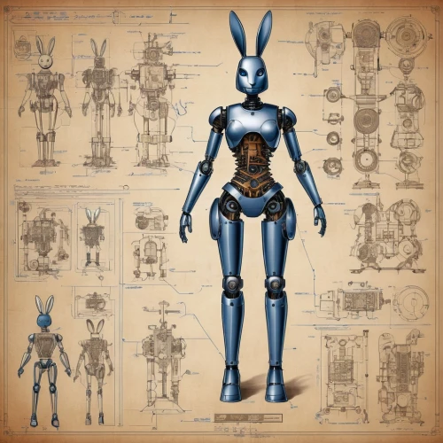 retro paper doll,blueprint,blueprints,jack rabbit,blue wooden bee,model kit,jackrabbit,wood rabbit,digiscrap,primitive dolls,droid,district 9,collectible doll,the voodoo doll,jackalope,deco bunny,plug-in figures,3d figure,rubber doll,designer dolls,Unique,Design,Blueprint