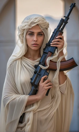 girl with gun,woman holding gun,girl with a gun,the prophet mary,hijaber,girl in a historic way,muslim woman,islamic girl,kalashnikov,rifle,hijab,biblical narrative characters,miss circassian,armed,yemeni,dove of peace,carmelite order,arab,holding a gun,fatima,Photography,General,Realistic