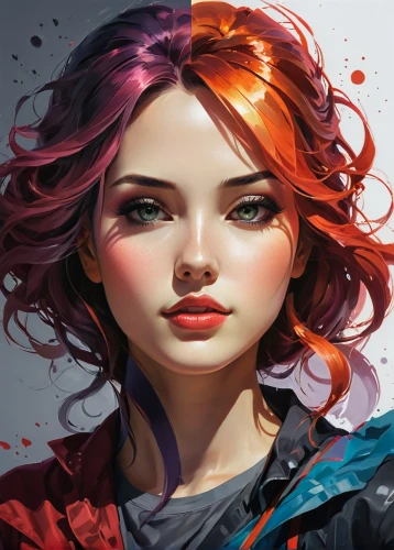 transistor,red-haired,world digital painting,illustrator,scarlet witch,harley,painting technique,clary,sci fiction illustration,transistor checking,red hood,digital painting,fantasy portrait,rosa ' amber cover,game illustration,red head,hair coloring,nora,rosella,clementine,Conceptual Art,Fantasy,Fantasy 03